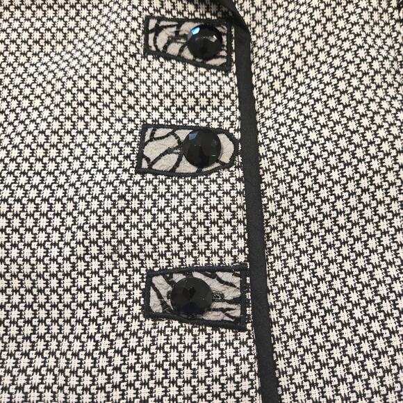 Mimi Hay Designs Black and White Mixed Media Button-Up Jacket - Wearable Art - Picture 8 of 9